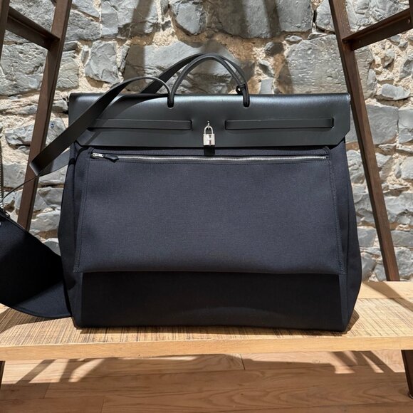 Hermès 2020 Black Vache Hunter Toile Officier Herbag Zip 52 Bag - Picture 4 of 16